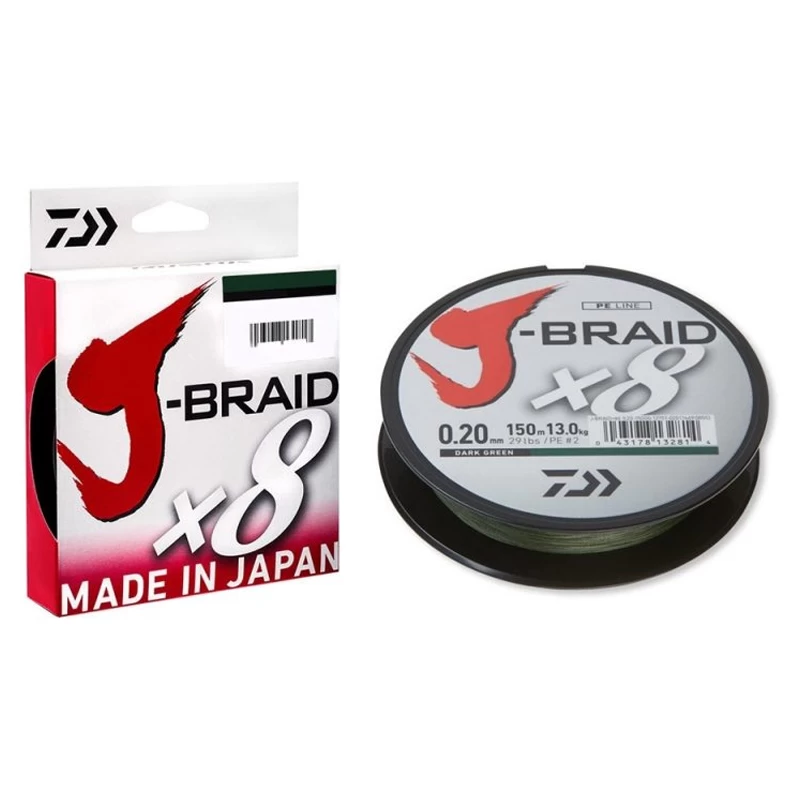 Daiwa J-Braid X8 150m Dark Green 3 Daiwa J-Braid X8 150m Dark Green